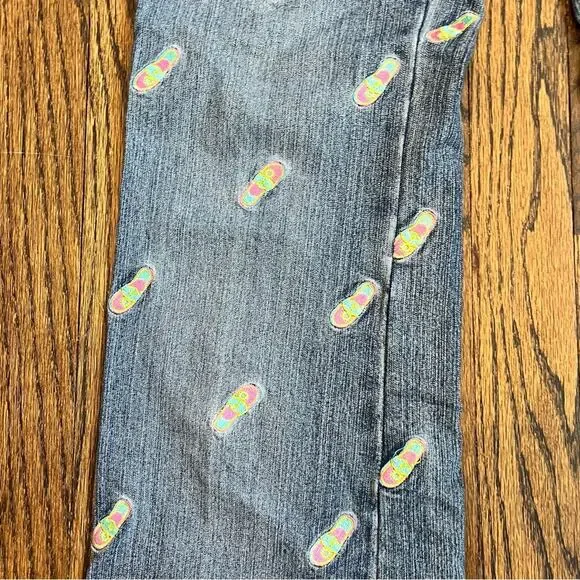 Lilly Pulitzer Jeans Wide Leg Vintage 2000s Preppy Flip Flops Women's Size 2 - Picture 2 of 8